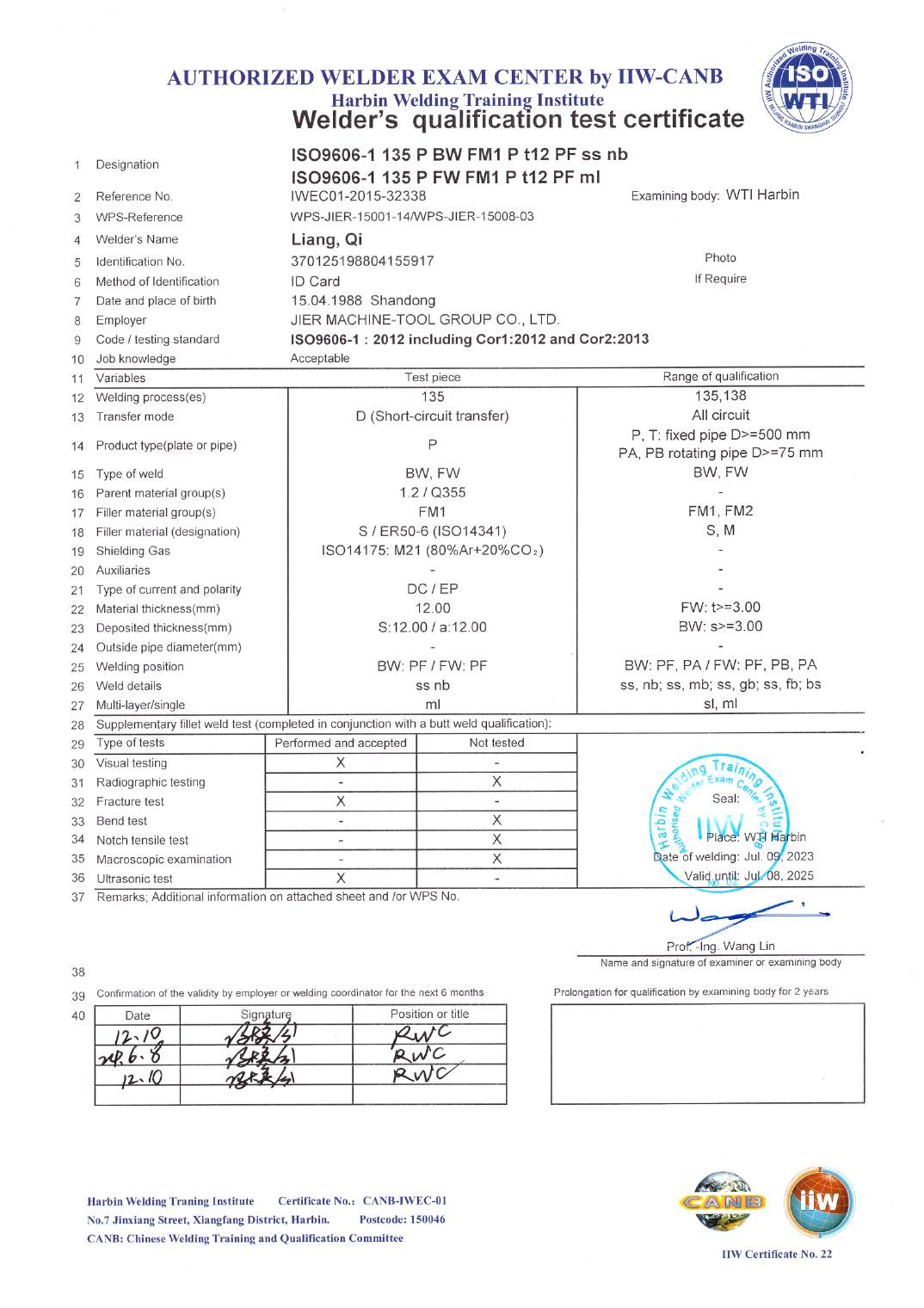 Certification